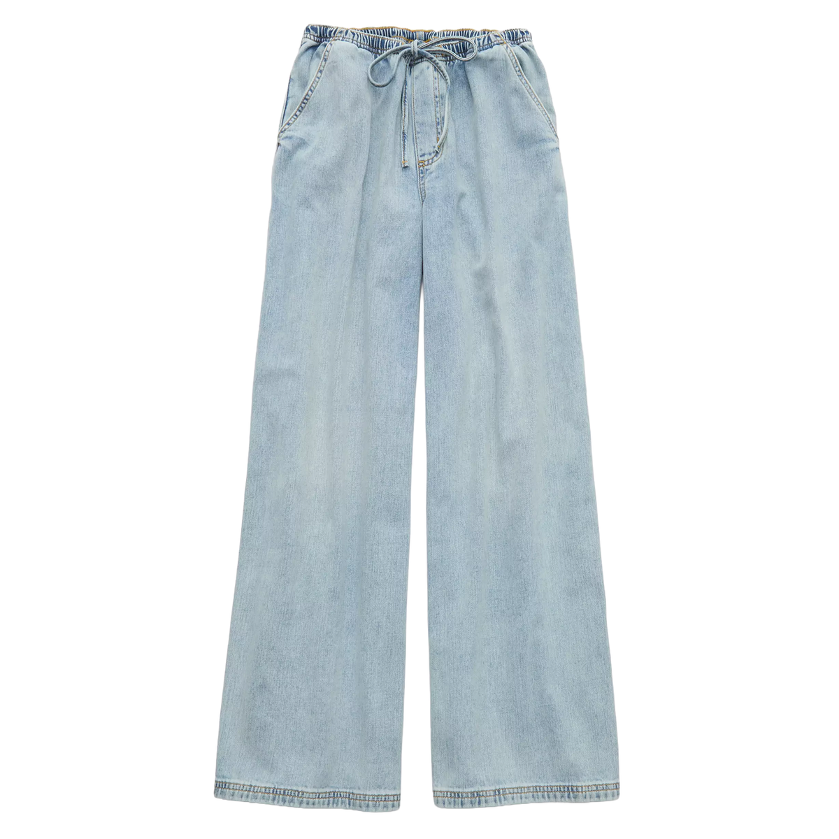Daydream Denim Drawstring Pull‑On Wide‑Leg Pants Trousers